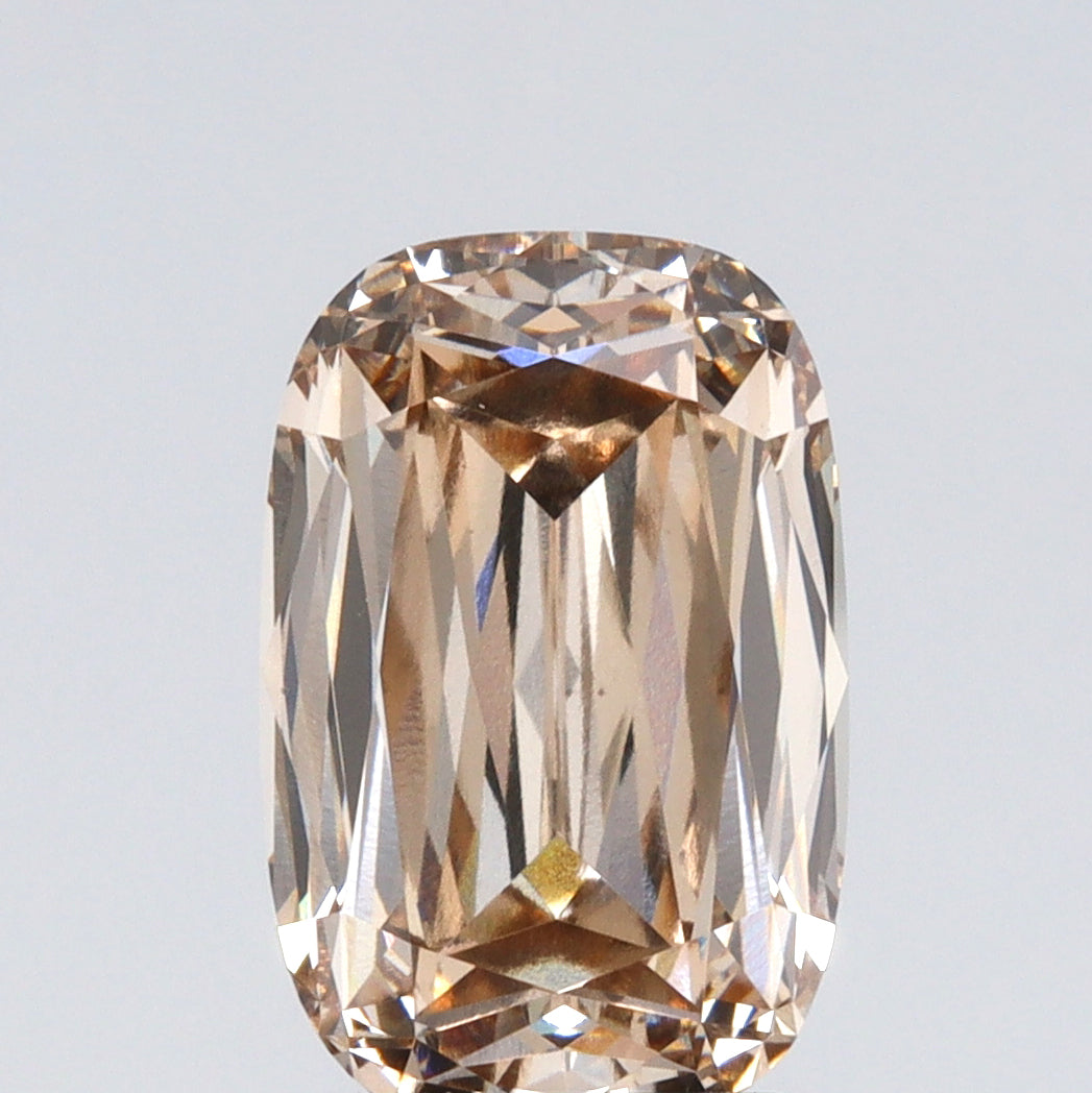3.28ct | U-V/VS1 Champagne Cushion Shape Lattice Cut Lab Diamond (IGI)-LITHOS Diamond