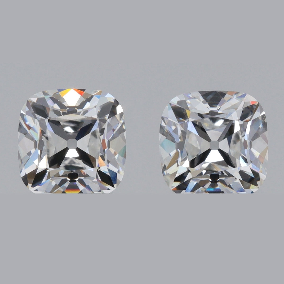 3.10ct | D/VVS2 Cushion Shape Old Mine Cut Lab Diamond Matched Pair