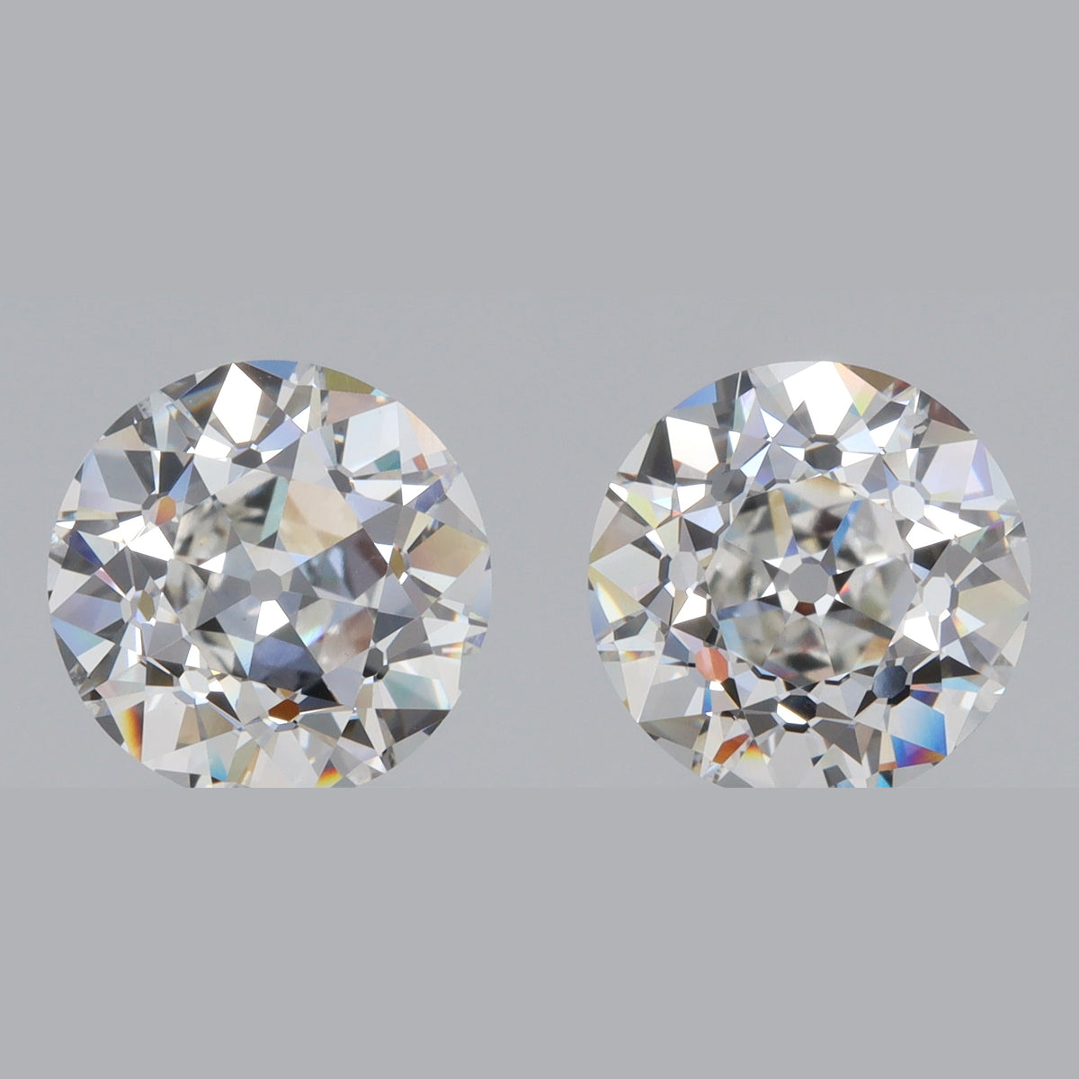 6.02cttw | F/VS1-VVS2 Round Shape Old European Cut Lab Diamond Matched Pair-LITHOS Diamond