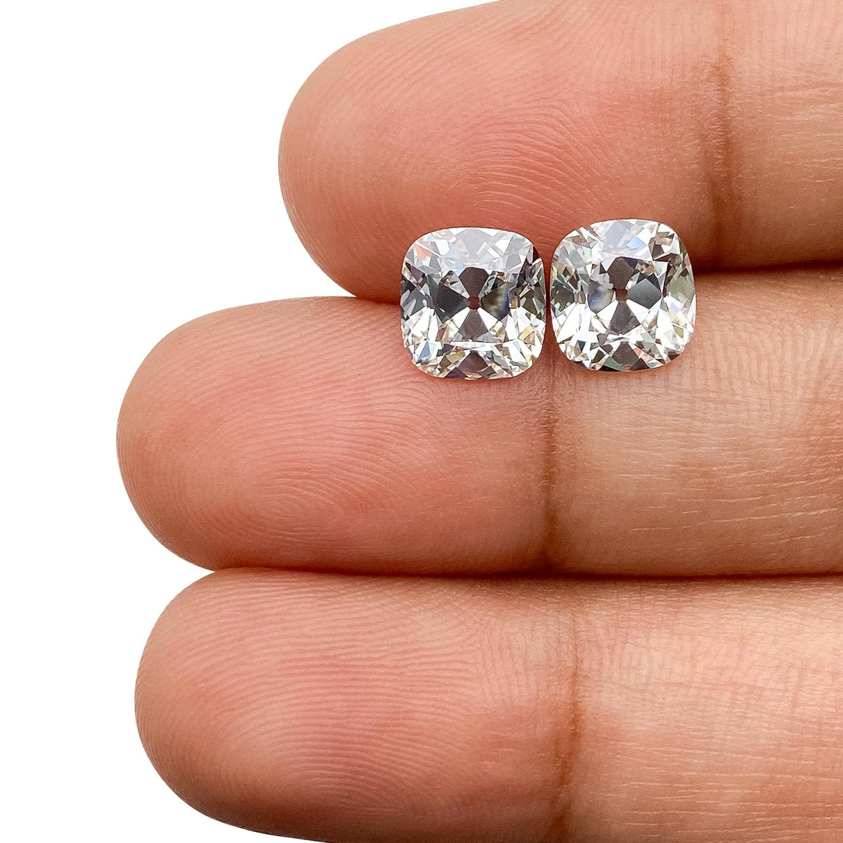 4.16cttw | F/VS1-VVS2 Cushion Shape Old Mine Cut Lab Diamond Matched Pair-LITHOS Diamond