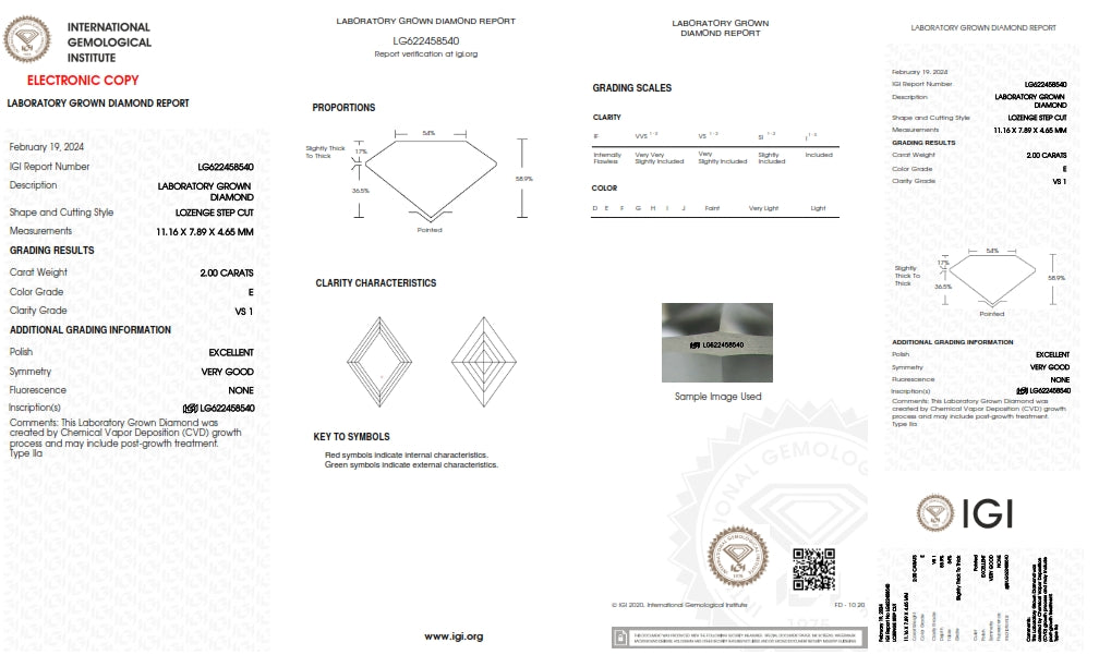 2.00ct |E/VS1 Lozenge Shape Step Cut Lab Diamond (IGI)-LITHOS Diamond