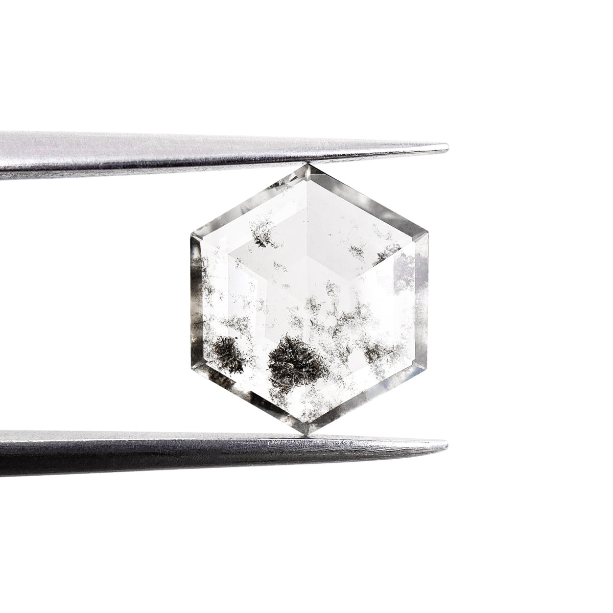 2.00ct | Salt &amp; Pepper Hexagon Shape Rose Cut Lab Diamond-LITHOS Diamond