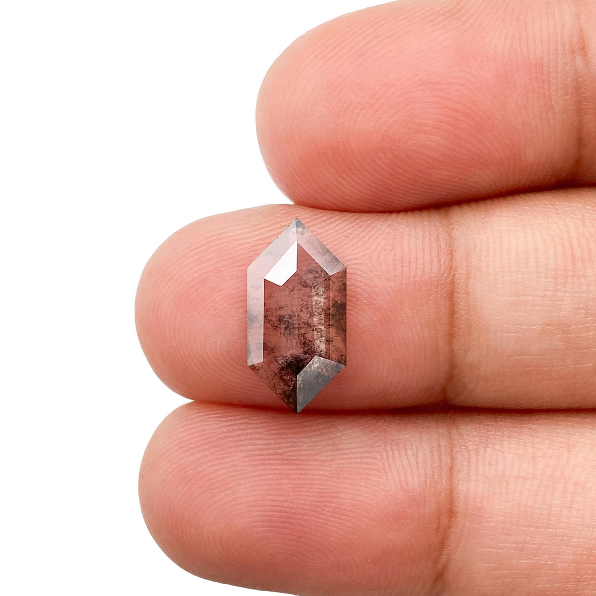 1.48ct | Salt & Pepper Hexagon Shape Rose Cut Lab Diamond