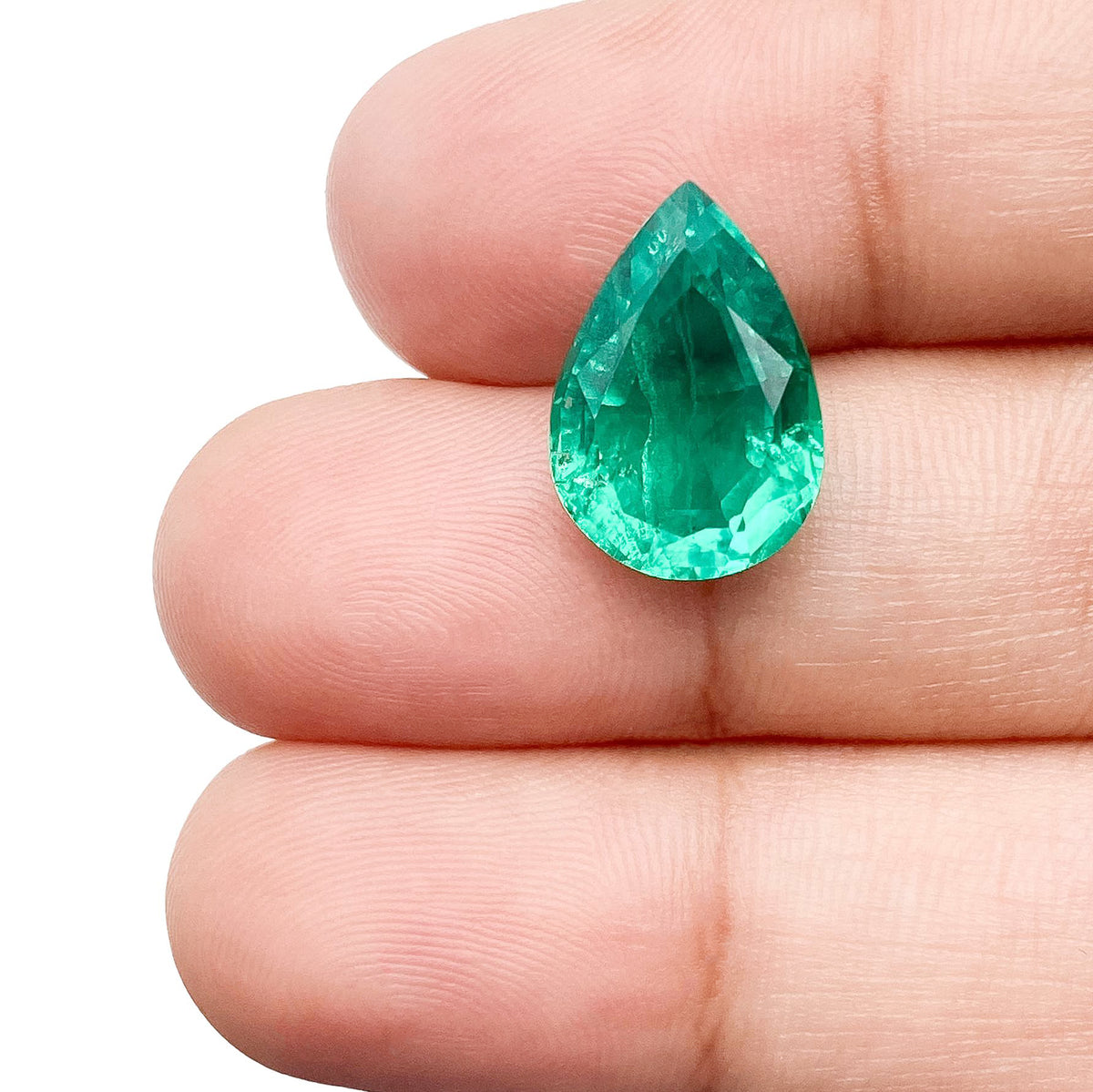 4.84ct | Brilliant Cut Pear Shape Lab Emerald