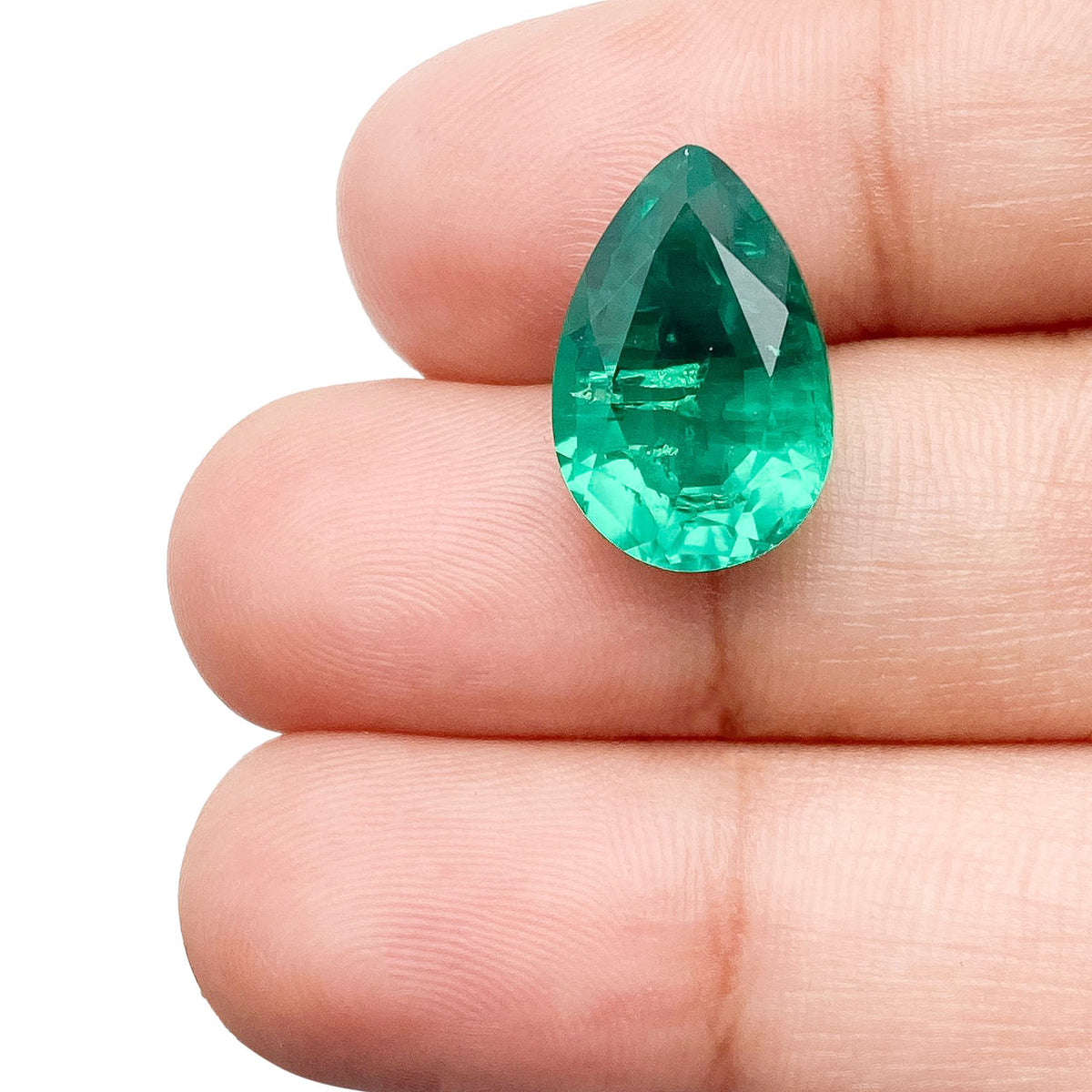 6.21ct | Brilliant Cut Pear Shape Lab Emerald