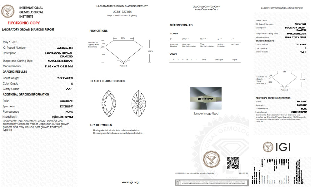 2.02ct | E/VVS1 Marquise Shape Brilliant Cut Lab Diamond (IGI)-LITHOS Diamond