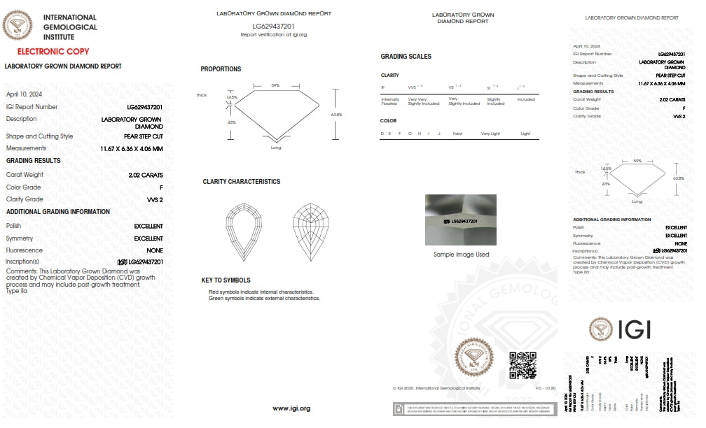 2.02ct | F/VVS2 Pear Shape Step Cut Lab Diamond (IGI)-LITHOS Diamond