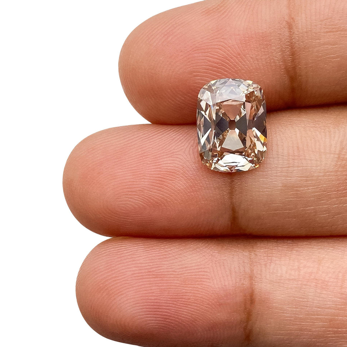 3.38ct | Q-R/VVS2 champagne Cushion Shape Old Mine Cut Lab Diamond (IGI)-LITHOS Diamond