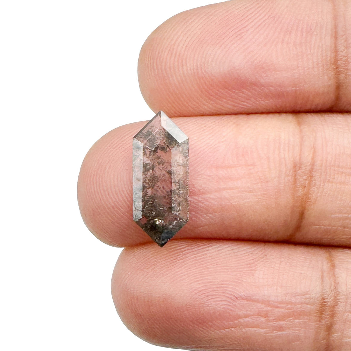 1.52ct | Salt &amp; Pepper Hexagon Shape Step Cut Lab Diamond