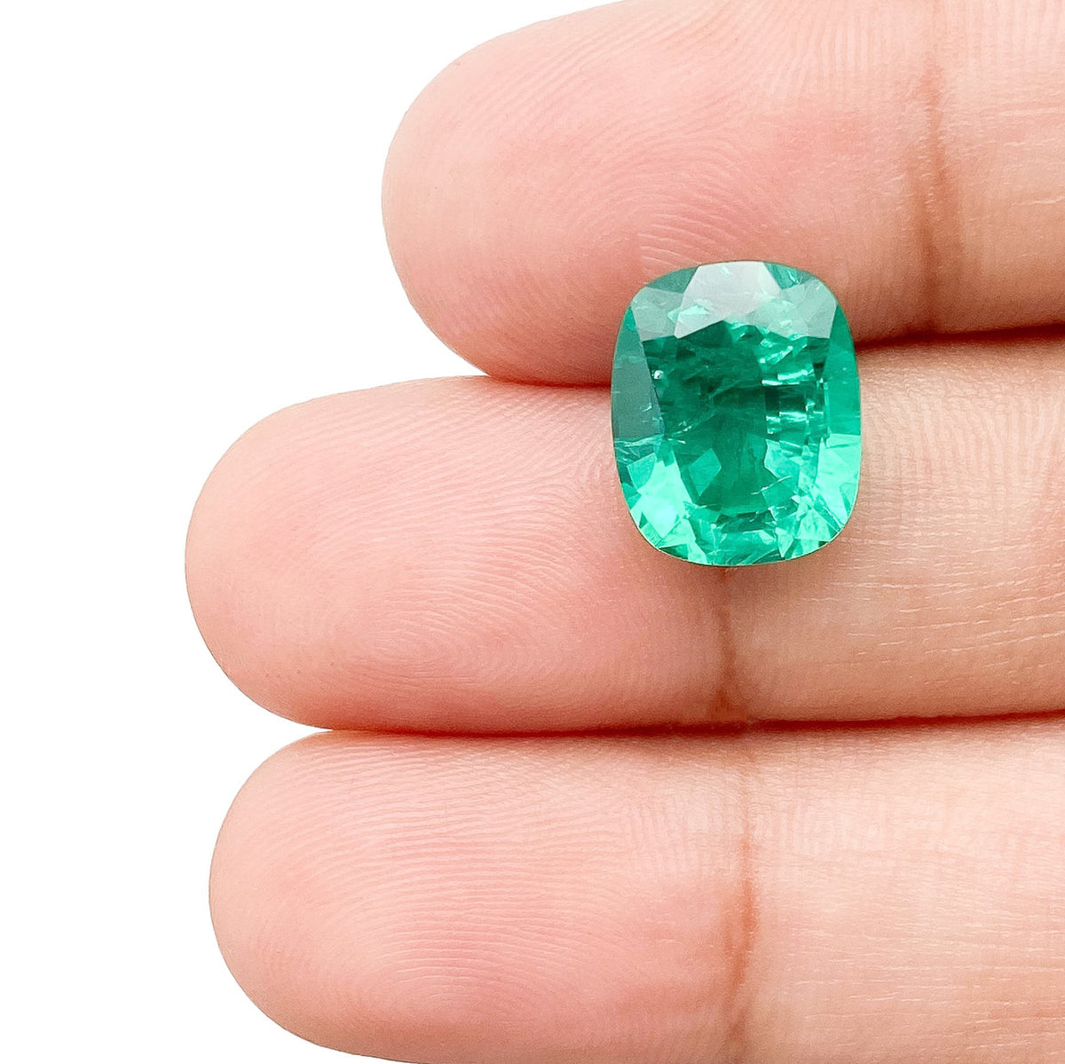3.89ct | Brilliant Cut Cushion Shape Lab Emerald