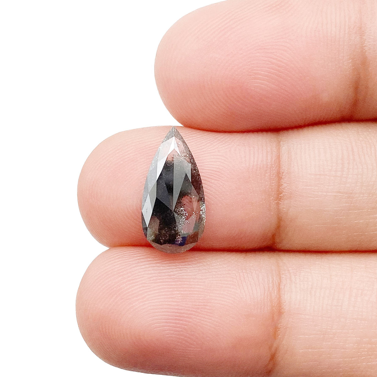 1.62ct | Salt & Pepper Pear Shape Rose Cut Lab Diamond