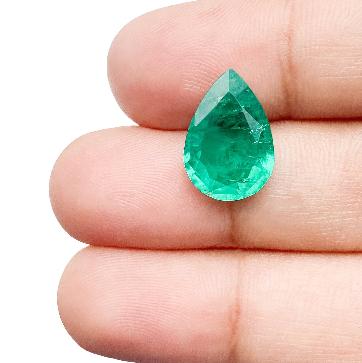4.32ct | Brilliant Cut Pear Shape Lab Emerald