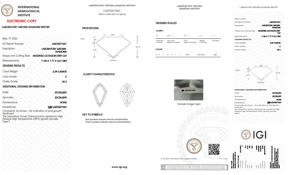 2.09ct | E/VS2 Kite Shape Step Cut Lab Diamond (IGI)-LITHOS Diamond