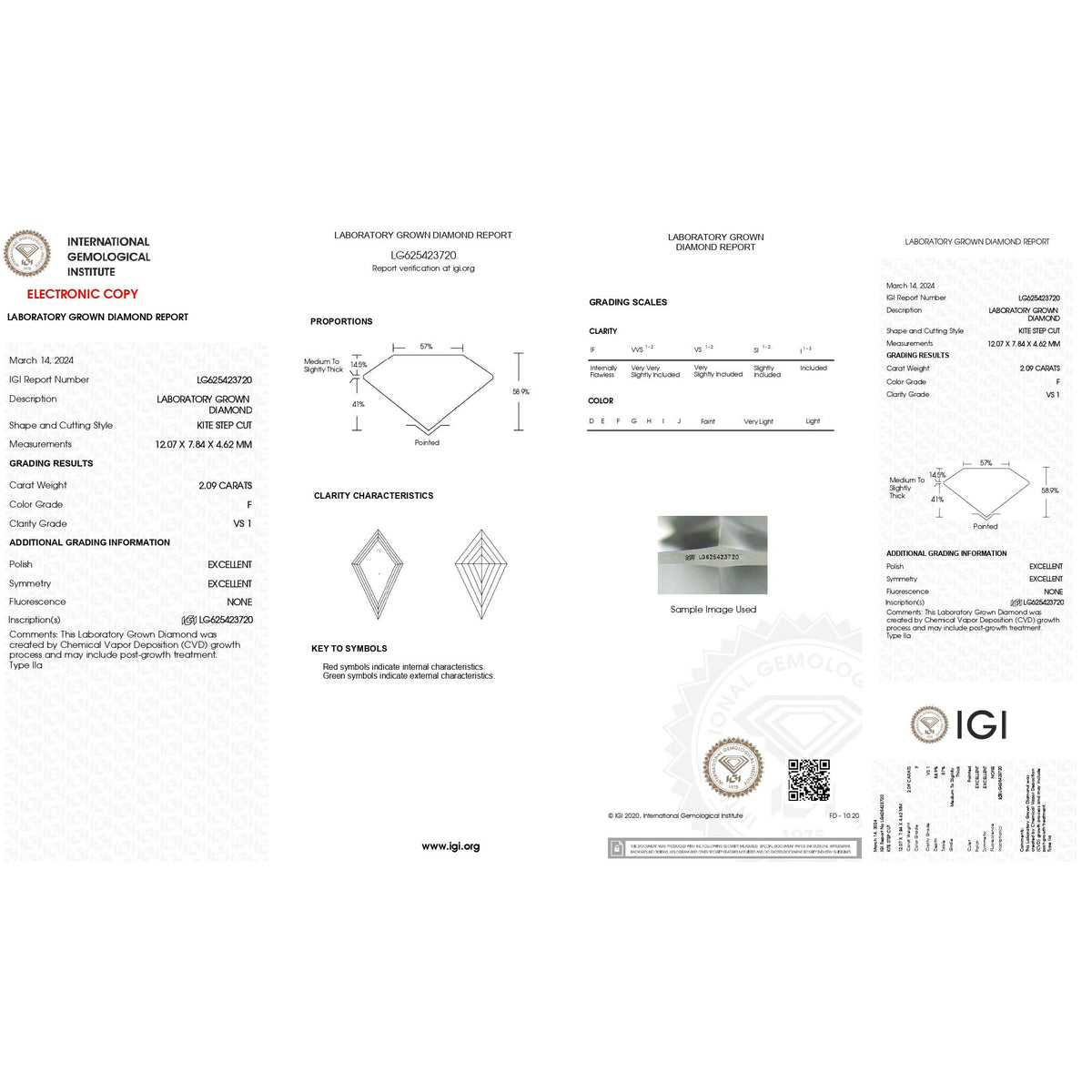 2.09ct | F/VS1 Kite Shape Step Cut Lab Diamond (IGI)-LITHOS Diamond