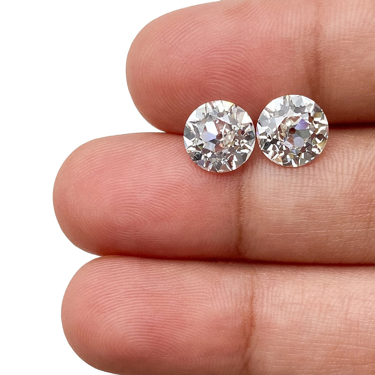 4.05ct | F-G/VVS2 Round Shape Old European Cut Lab Diamond Matched Pair