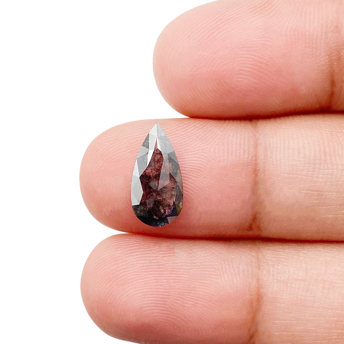 1.25ct | Salt & Pepper Pear Shape Rose Cut Lab Diamond