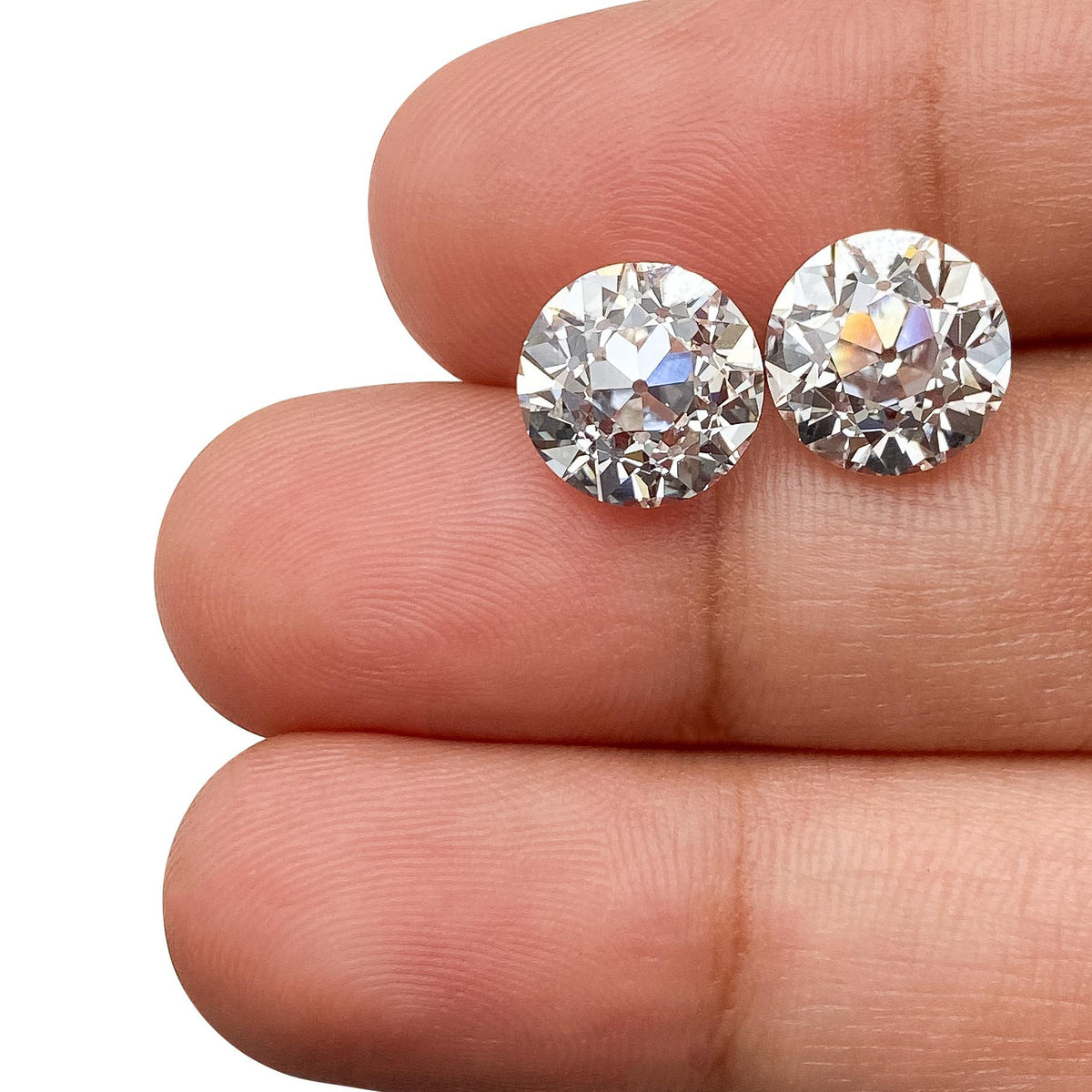 6.01cttw | F/VVS2 Round Shape Old European Cut Lab Diamond Matched Pair-LITHOS Diamond