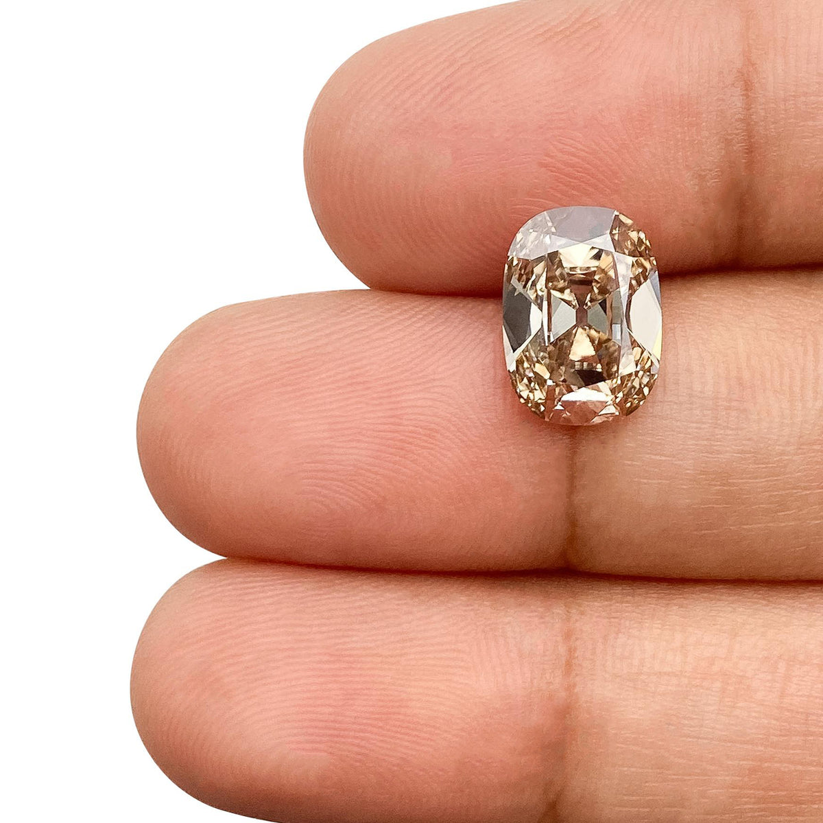 2.50ct | O-P/VVS2 Champagne Antique Cushion Shape Old Mine Cut Lab Diamond (IGI)-LITHOS Diamond