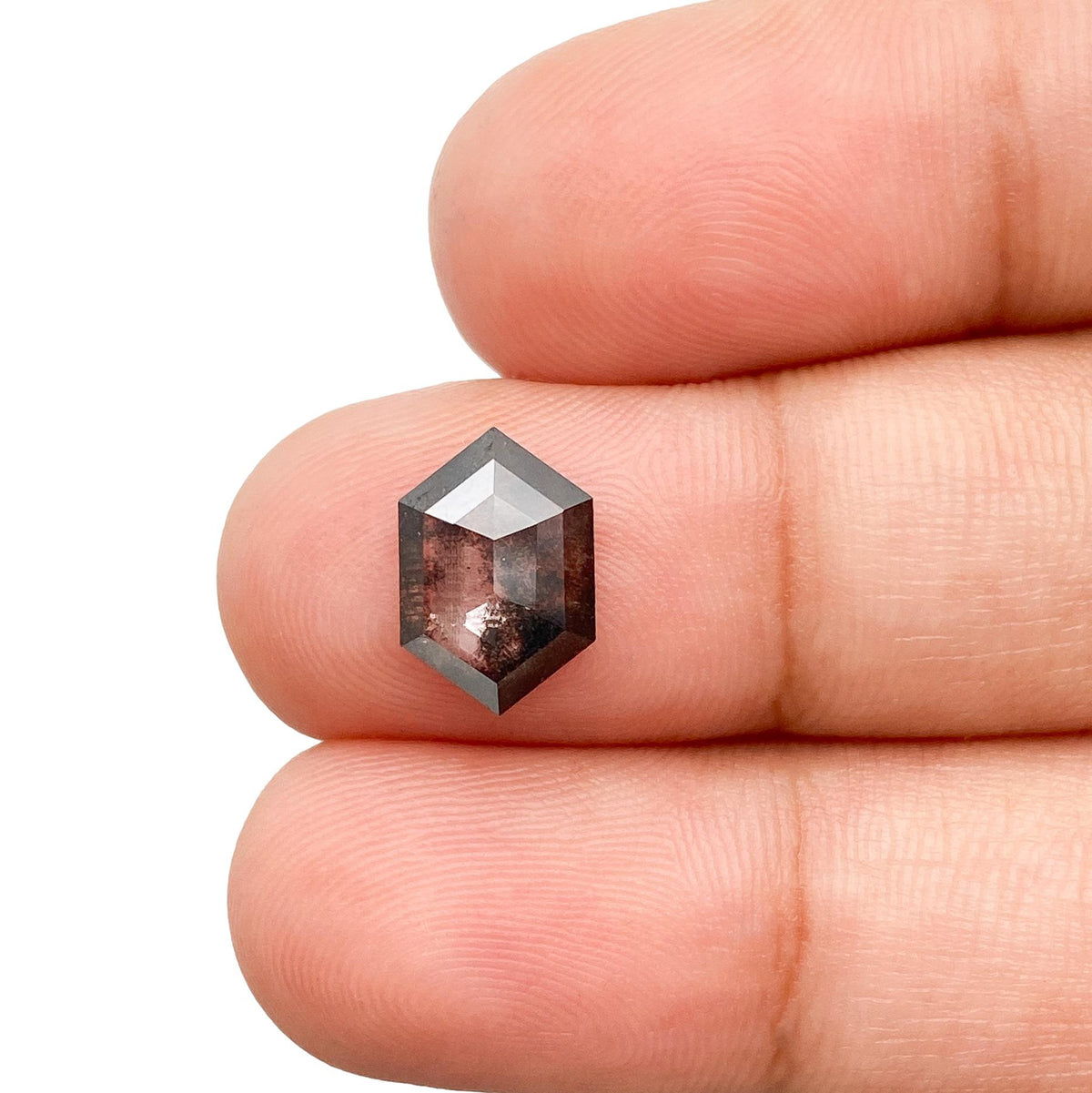 1.79ct | Salt & Pepper Hexagon Shape Rose Cut Lab Diamond