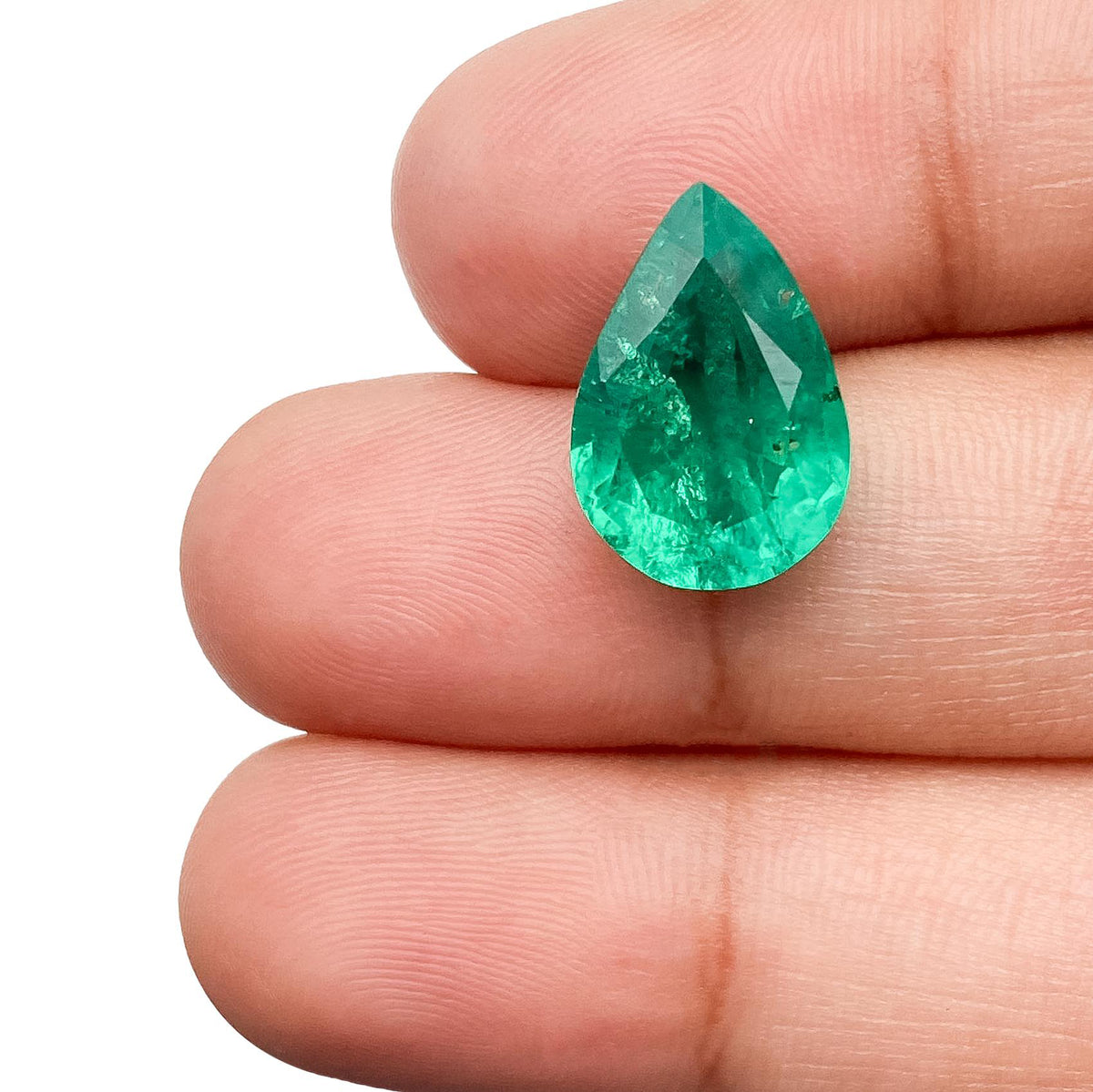 5.24ct | Brilliant Cut Pear Shape Lab Emerald