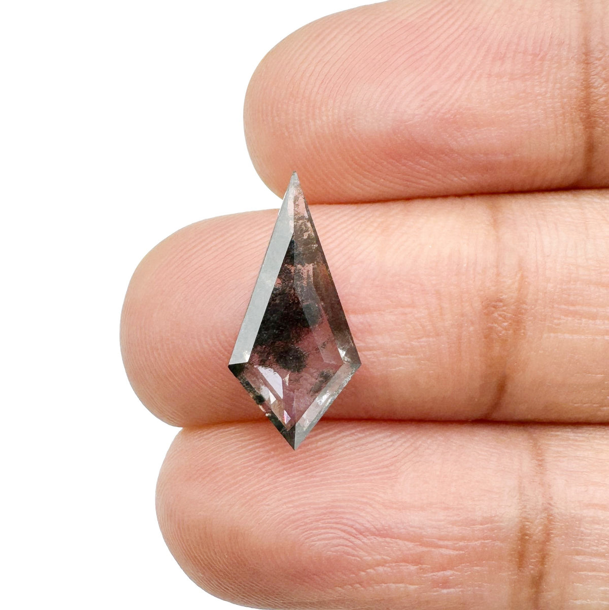 1.57ct | Salt &amp; Pepper Kite Shape Step Cut Lab Diamond
