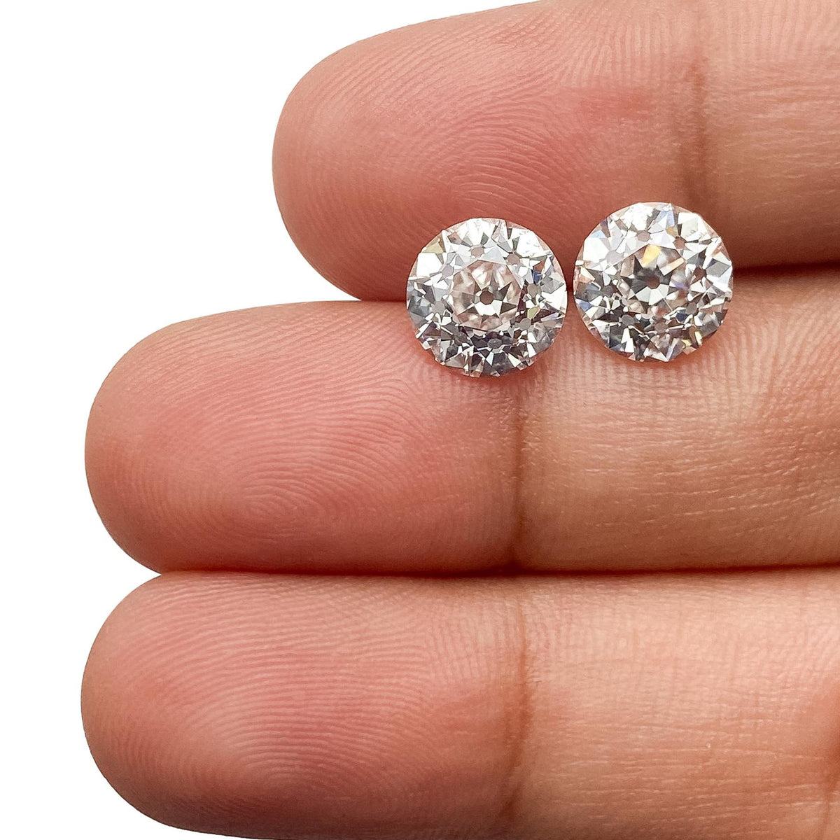 4.07cttw | E/VVS2 Round Shape Old European Cut Lab Diamond Matched Pair