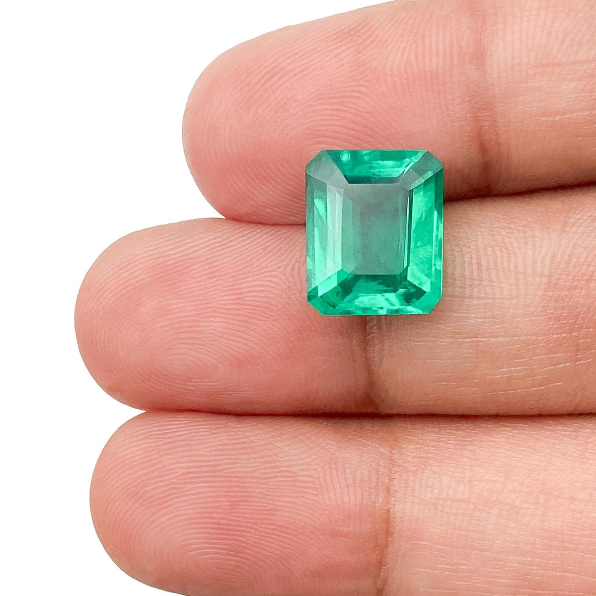 3.92ct | Step Cut Emerald Shape Lab Emerald