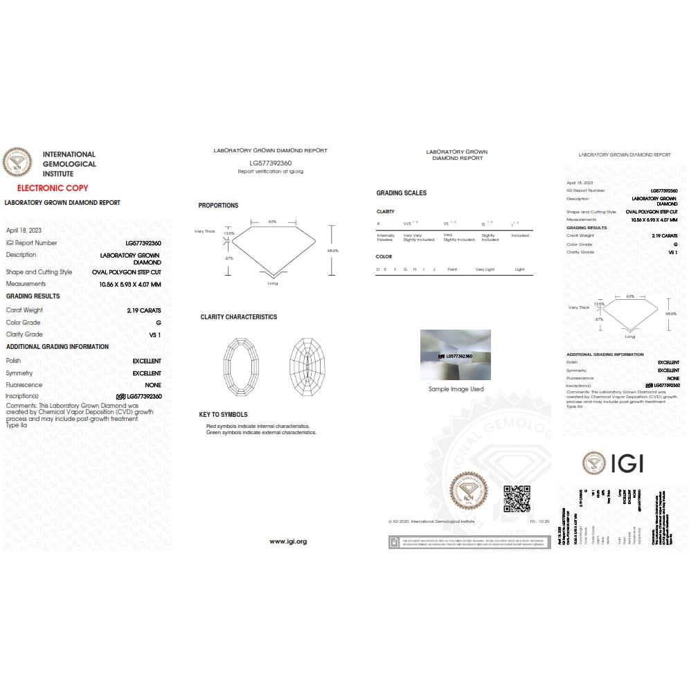 2.19ct | G/VS1 Oval Shape Step Cut Lab Diamond (IGI)-LITHOS Diamond