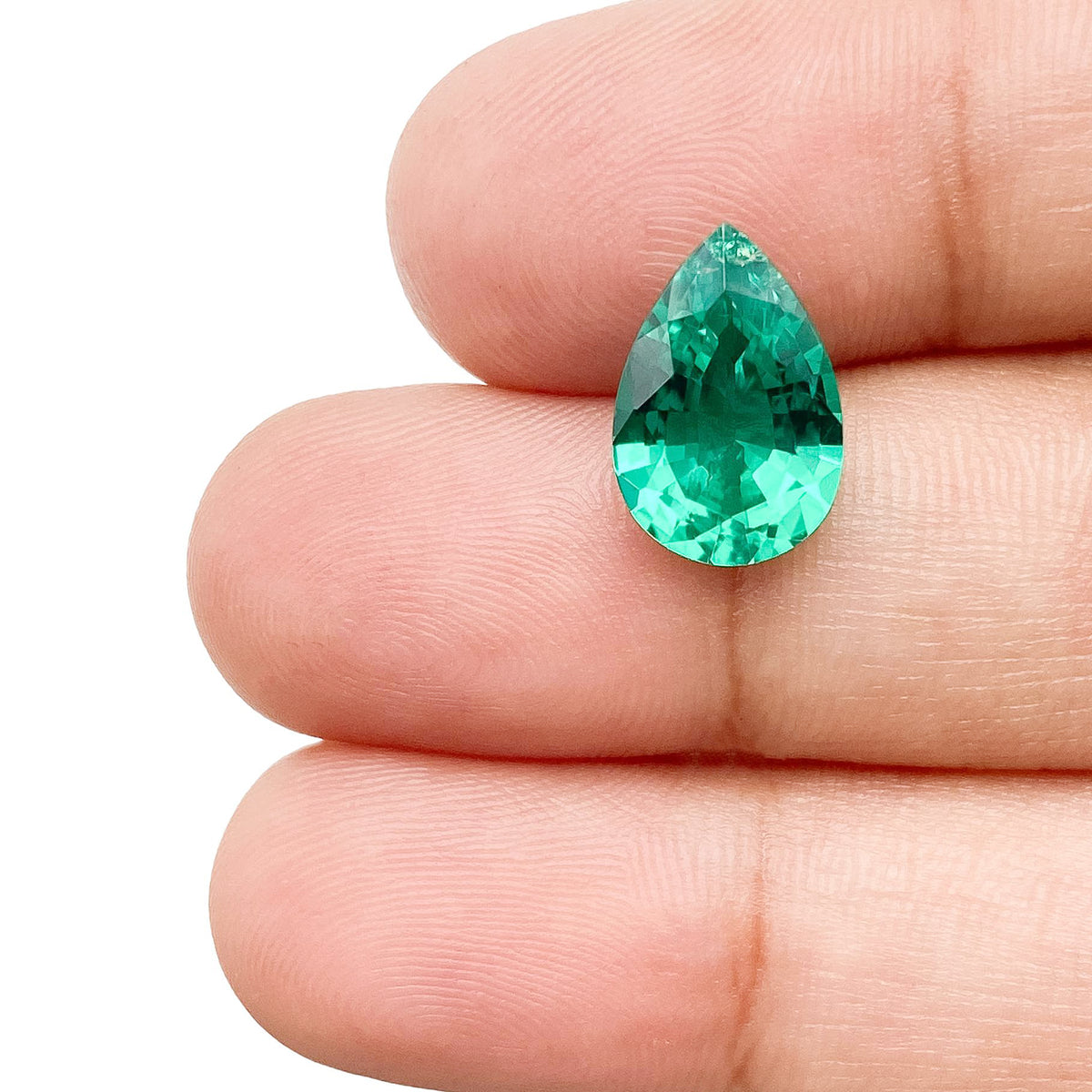 2.70ct | Brilliant Cut Pear Shape Lab Emerald
