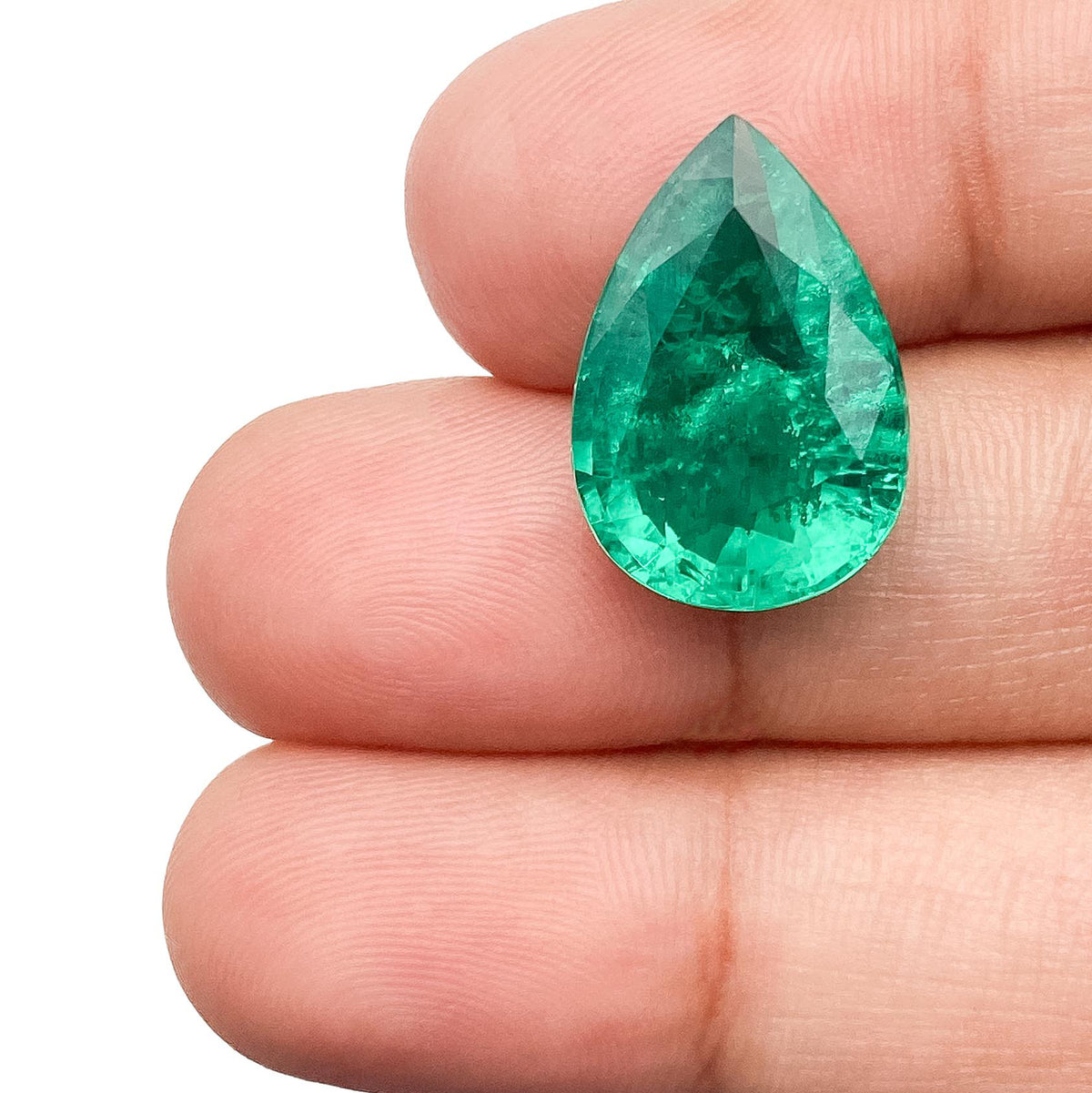 7.85ct | Brilliant Cut Pear Shape Lab Emerald