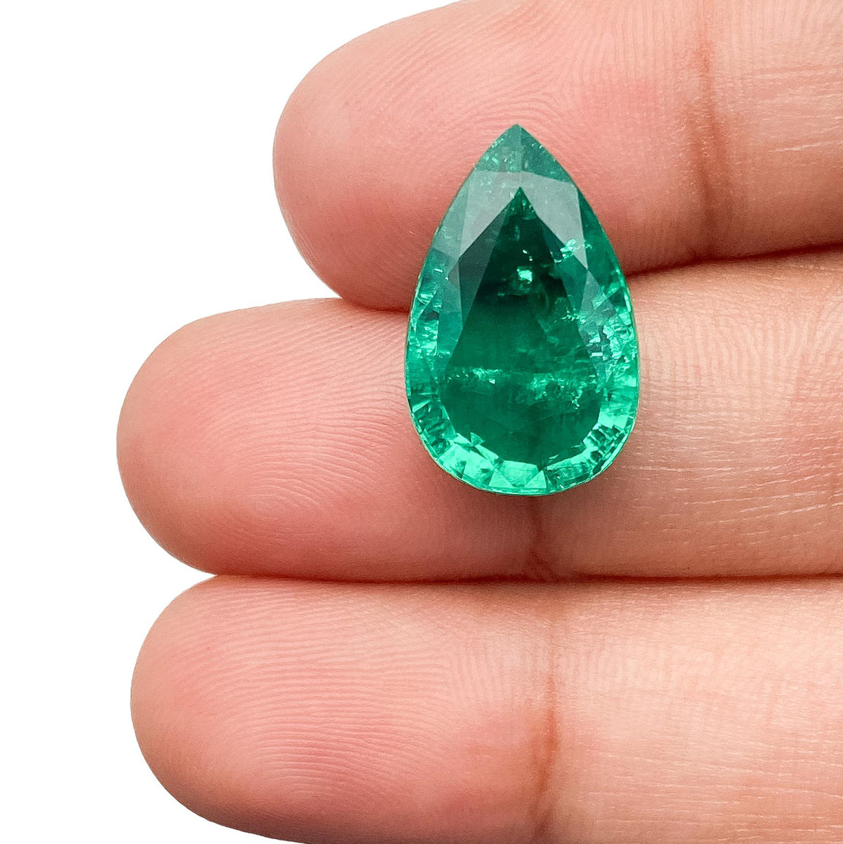 7.73ct | Brilliant Cut Pear Shape Lab Emerald