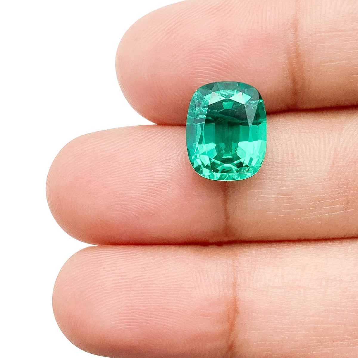 3.74ct | Brilliant Cut Cushion Shape Lab Emerald