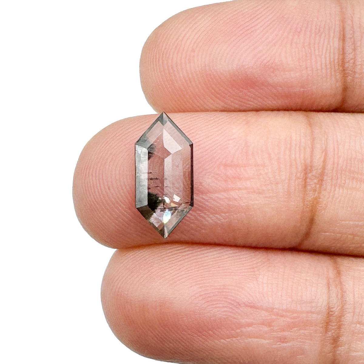 1.42ct | Salt &amp; Pepper Hexagon Shape Step Cut Lab Diamond