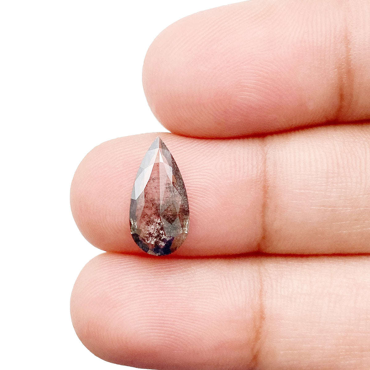 1.38ct | Salt & Pepper Pear Shape Rose Cut Lab Diamond