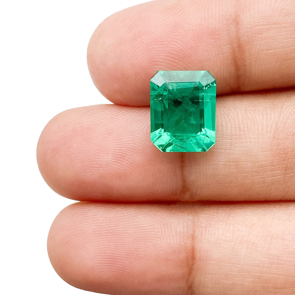 3.19ct | Step Cut Emerald Shape Lab Emerald