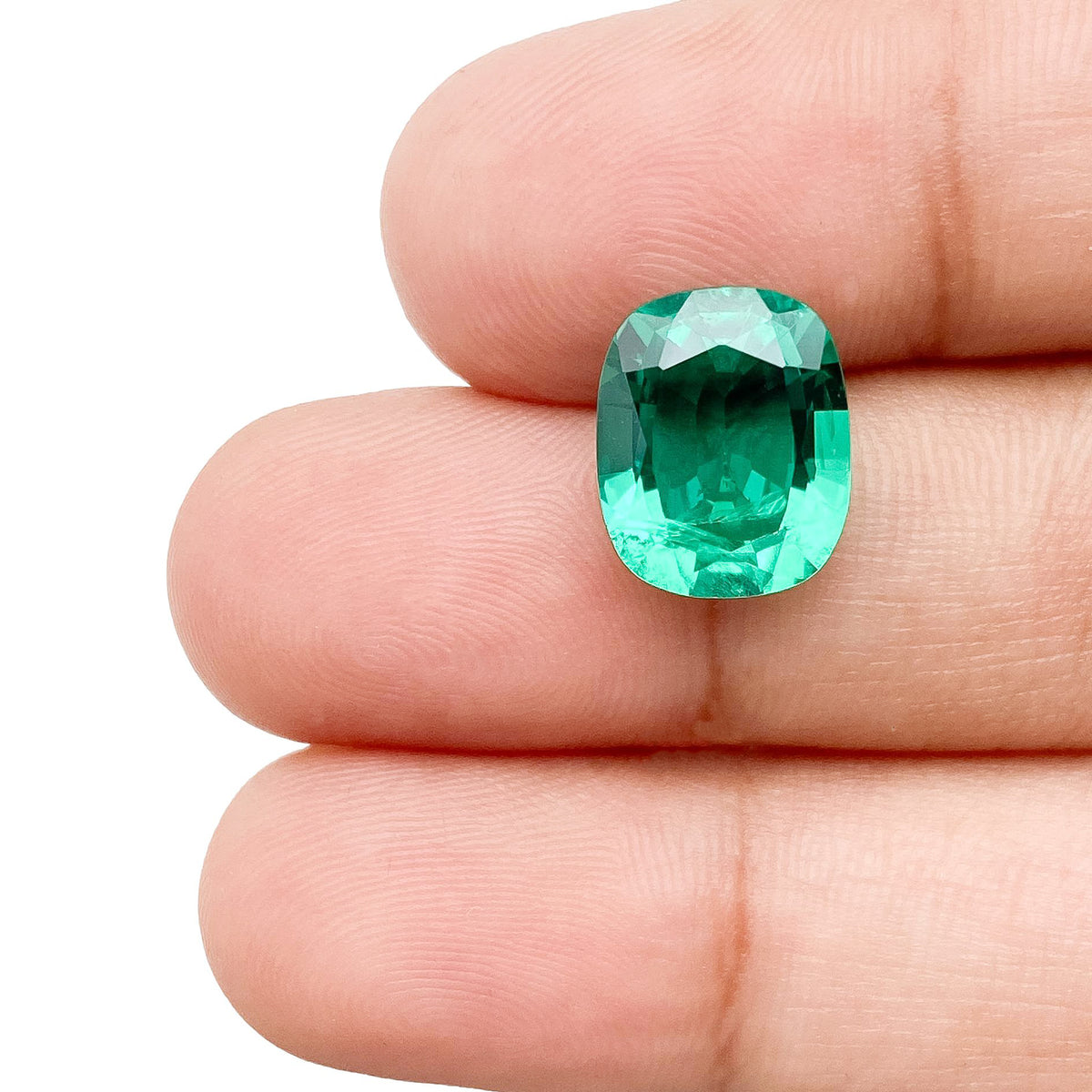 3.73ct | Brilliant Cut Cushion Shape Lab Emerald