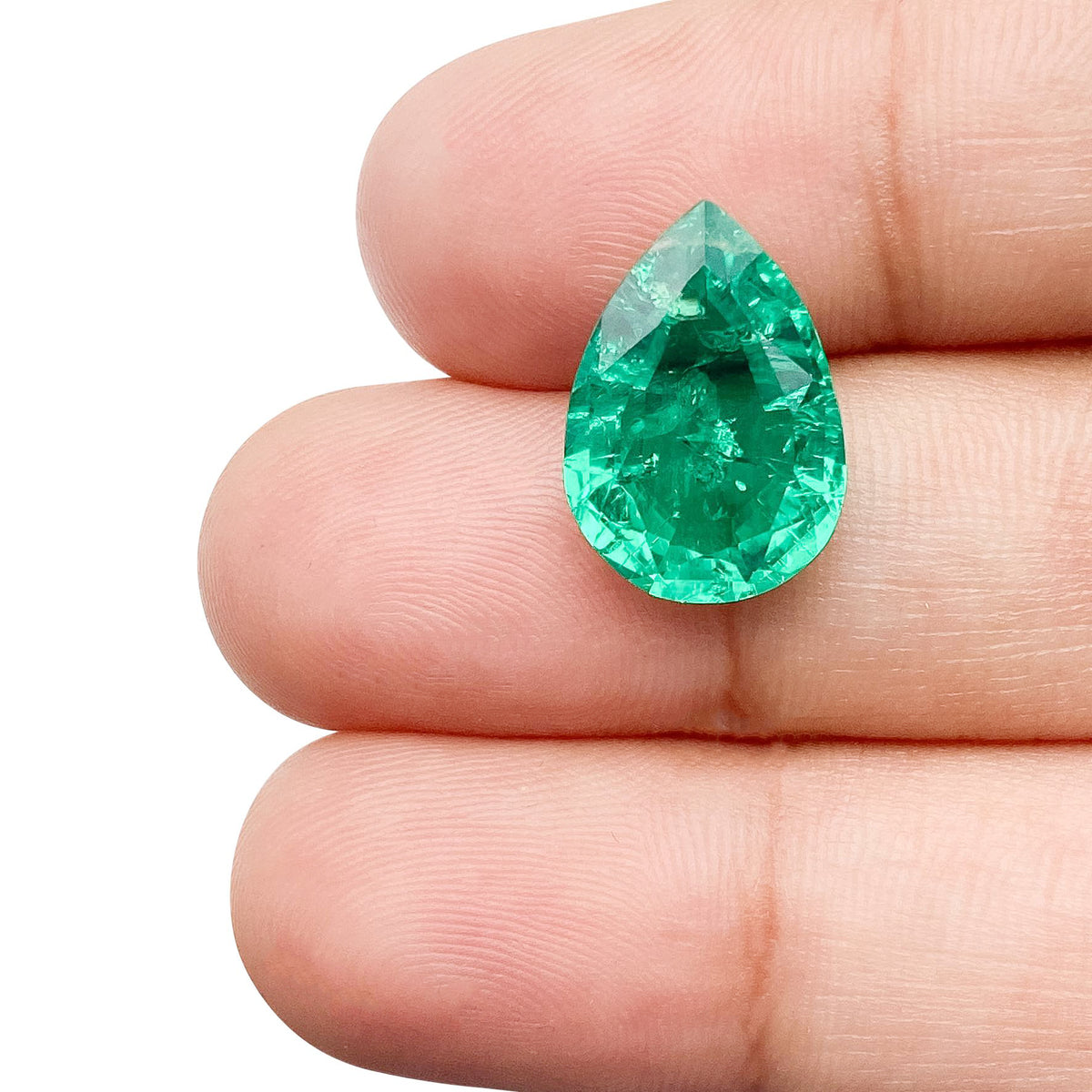 4.86ct | Brilliant Cut Pear Shape Lab Emerald
