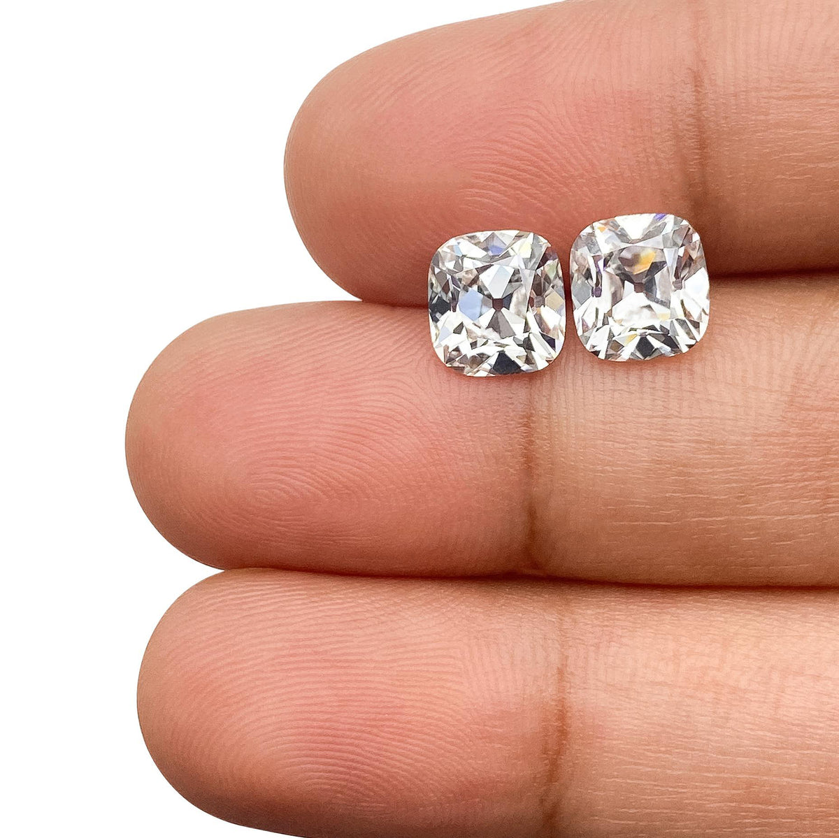 3.16ct | E/VVS2 Cushion Shape Old Mine Cut Lab Diamond Matched Pair (Copy)