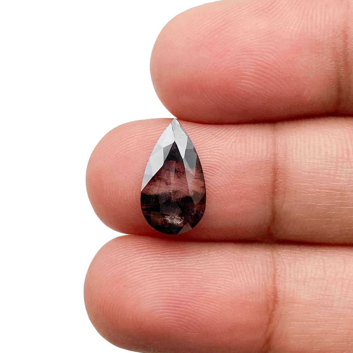 1.77ct | Salt & Pepper Pear Shape Rose Cut Lab Diamond
