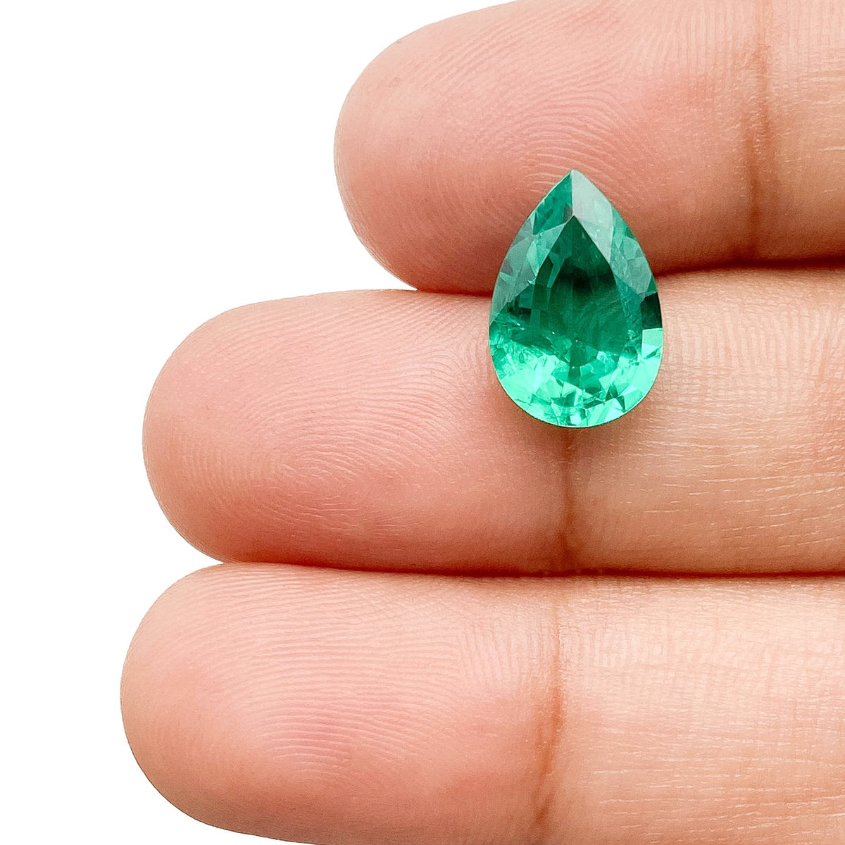 2.84ct | Brilliant Cut Pear Shape Lab Emerald