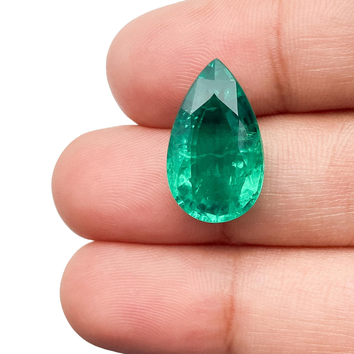 7.58ct | Brilliant Cut Pear Shape Lab Emerald