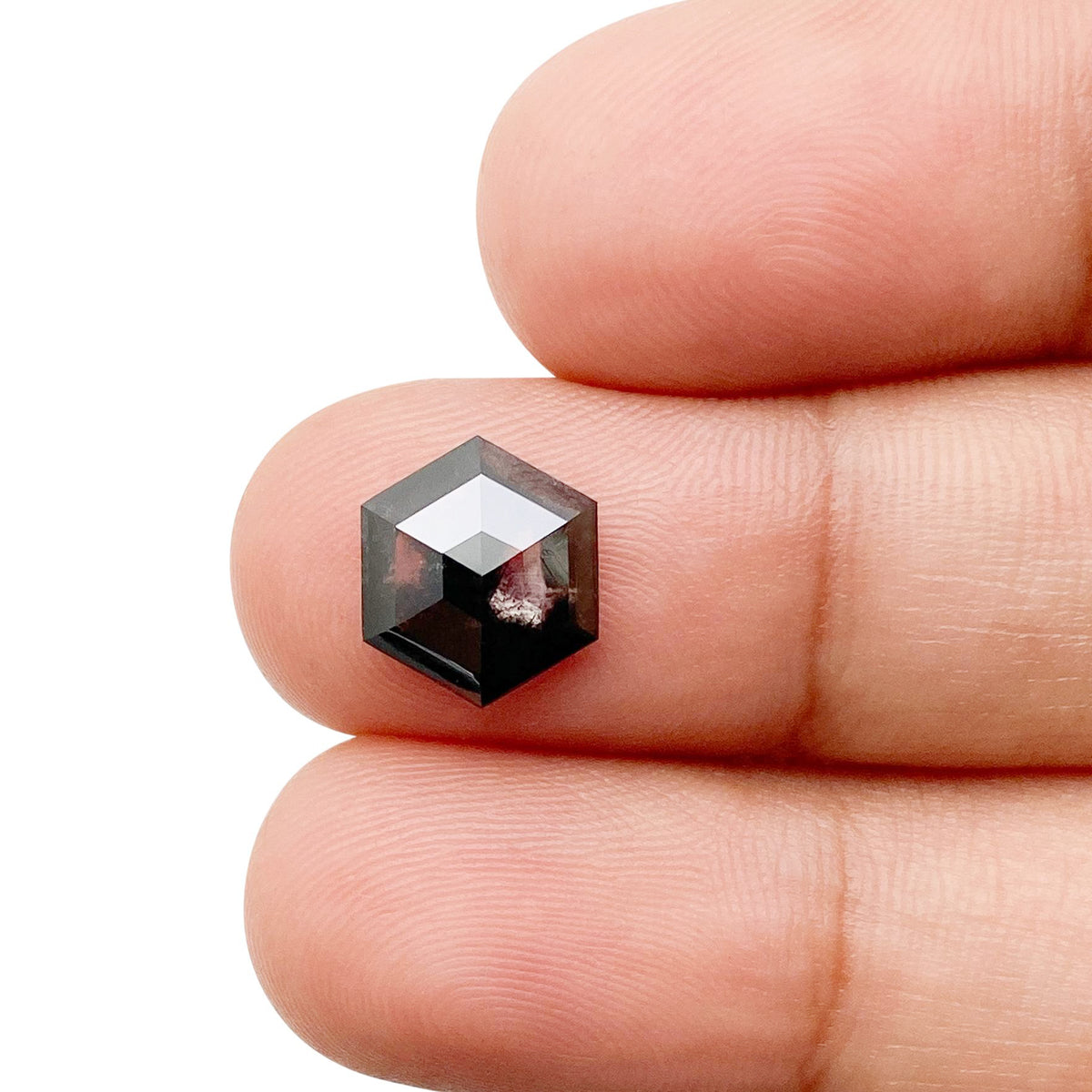 1.84ct | Salt & Pepper Hexagon Shape Rose Cut Lab Diamond