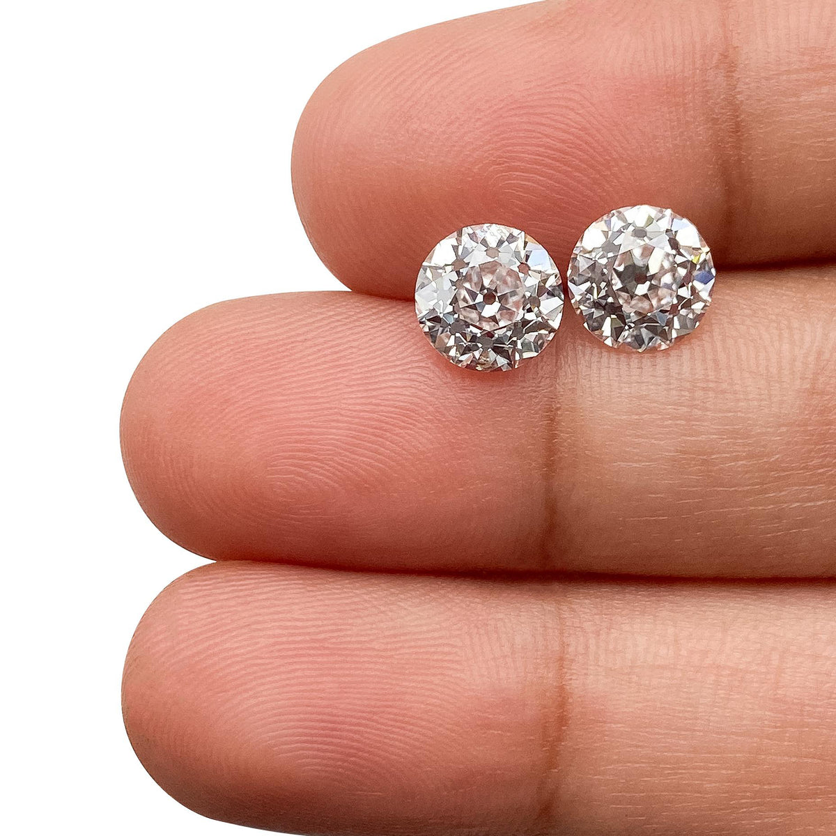 3.08cttw | D/VVS2 Round Shape Old European Cut Lab Diamond Matched Pair-LITHOS Diamond