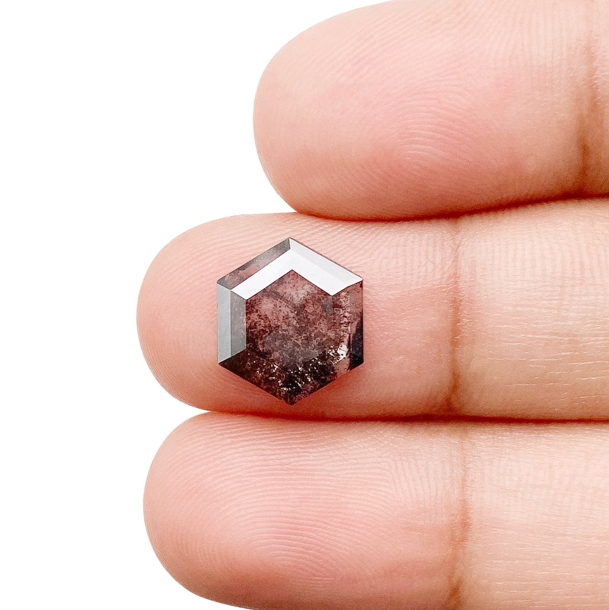 1.86ct | Salt & Pepper Hexagon Shape Rose Cut Lab Diamond