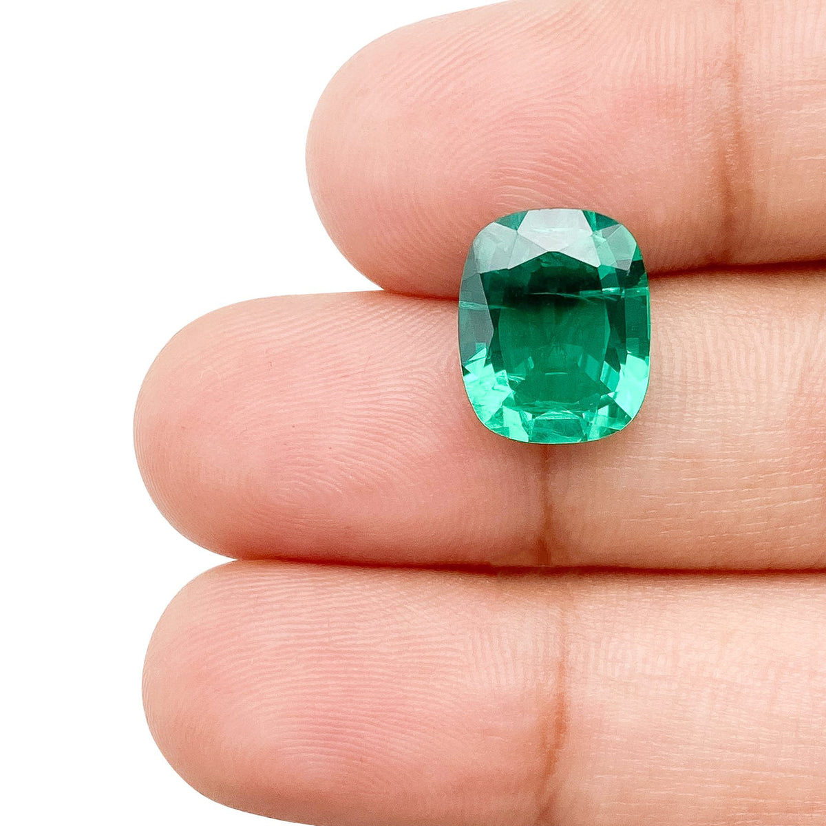 3.70ct | Brilliant Cut Cushion Shape Lab Emerald