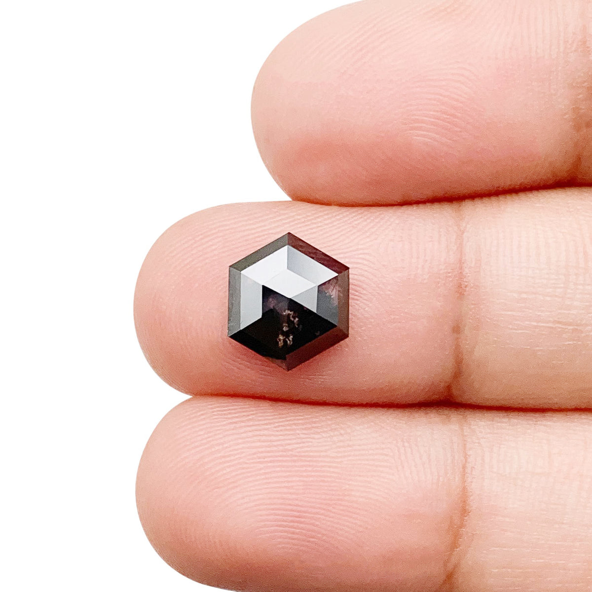 1.64ct | Salt & Pepper Hexagon Shape Rose Cut Lab Diamond