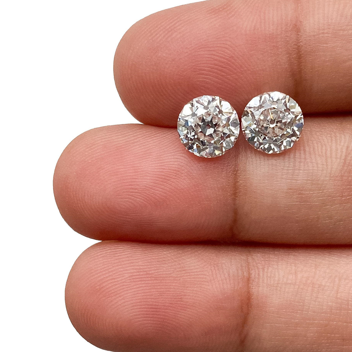 3.06ct | F/VS1 Round Shape Old European Cut Lab Diamond Matched Pair