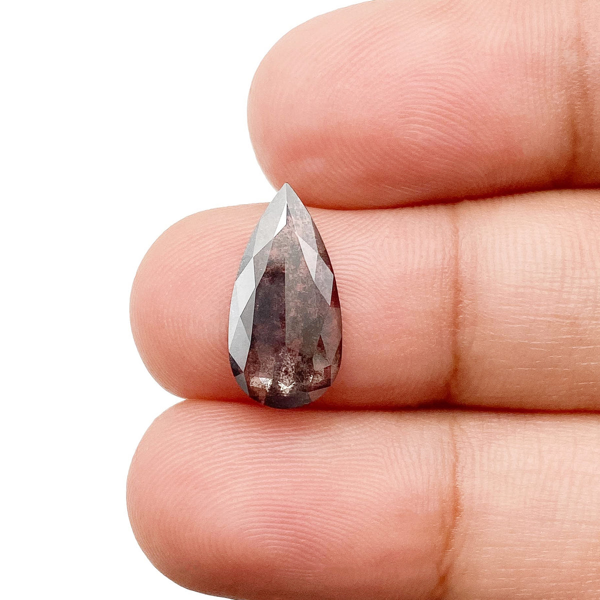 1.70ct | Salt & Pepper Pear Shape Rose Cut Lab Diamond