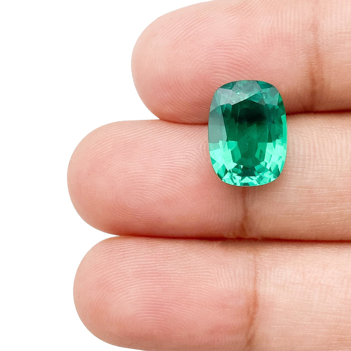 3.61ct | Brilliant Cut Cushion Shape Lab Emerald
