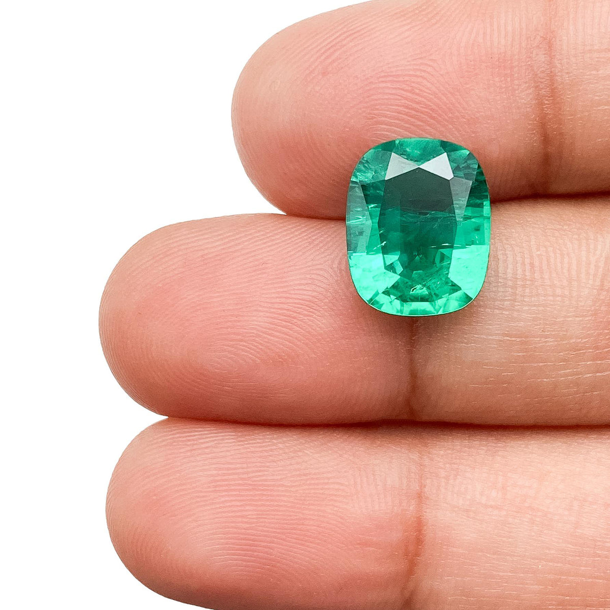 3.69ct | Brilliant Cut Cushion Shape Lab Emerald